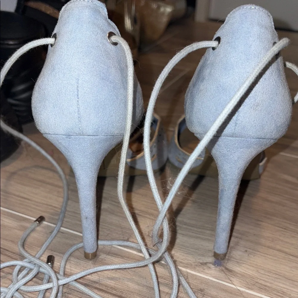 Christian Siriano Light Blue Lace-Up Heels - Picture 6 of 8